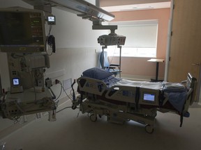 An empty bed awaiting a patient on the ICU at Surrey Memorial Hospital Friday, June 4, 2021.