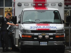 File photo of an ambulance in B.C. A man was taken to hospital in Surrey after a serious crash Saturday.