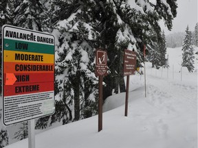 NORTH VANCOUVER, BC -- JANUARY 8, 2013 -- Avalanche warnings are posted on Seymour Mountain  in North Vancouver  on January  8,  2013.  This is near the snow shoeing area.  (Wayne Leidenfrost/ PNG) (For story by John Colebourn)
