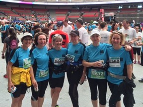 Barb's Besties at the Sun Run. Barb is second from right.