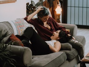 Mary Galloway (Abe) and Kaitlyn Yott (Daka, lying down) star in the web series Querencia, a special presentation at this year's Vancouver International Women in Film Festival.