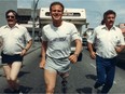 Steve Fonyo in a May 7, 1985, file photo leaving his hometown of Vernon for the Pacific Coast.