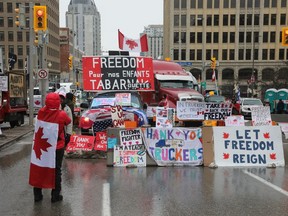 The "Freedom Convoy" protest continued on Wellington street in Ottawa, February 10, 2022.