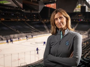 Cammi Granato, pictured last fall in Seattle in her job as a scout for the NHL’s Seattle Kraken, is now one of two female assistant general managers for the Vancouver Canucks after club president Jim Rutherford’s latest front-office moves this week.