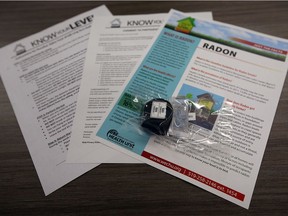 A radon test kit is seen  in Windsor in 2016. Here in B.C. the Thompson-Nicola Regional Library is making radon detector kits available to borrow from more than one dozen branches in the region.
