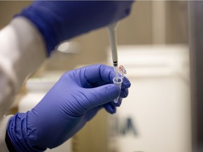 File photo: Waste water samples being analyzed in Saskatoon in September, 2021.