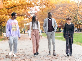 Some of the recipients of UBC Beyond Tomorrow. Beyond Tomorrow is UBC's program to help black Canadian students. Left to right: Shemmy Abiola, Sibes Bonner, Chol John Akech and Lena Hart.