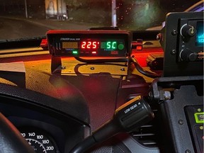 A North Vancouver RCMP patrol car clocked the vehicle going 225 km/h in an 80 km/h zone on the Upper Levels Highway.