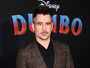Irish actor Colin Farrell arrives for the world premiere of Disney's "Dumbo" at El Capitan theatre on March 11, 2019 in Hollywood.