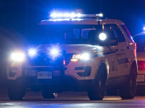 File photo of an RCMP vehicle at night.