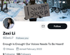 A screenshot of a fake Twitter account purporting to belong to Zexi Li, chief plaintiff in the injunction against the Ottawa convoy protesters.