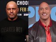 Joe Rogan, left, and Dwayne Johnson.