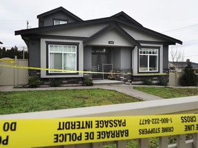 A fourplex on Boundary Road where shooting suspect Daon Glasgow was arrested in Burnaby in 2019.