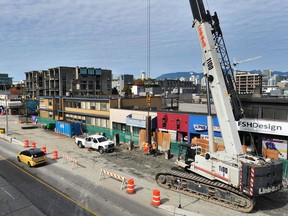 Broadway SkyTrain subway construction along West Broadway.