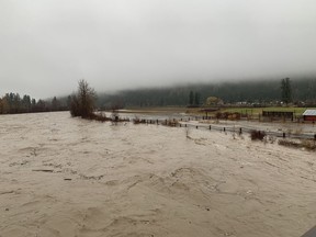 Damage and flooding in and around the Shackan First Nation Reserve off Highway 8 in Nicola Valley, B.C. following the November 2021 storms and floods.