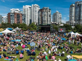 Music fans soak up the summer sun in False Creek’s David Lam Park at the 2016 Vancouver International Jazz Festival. Typically there are over 200 performances by musicians around the city during the festival.