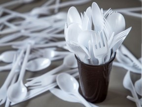 File photo. The B.C. government says residents can now put plastic cutlery and other single-use items in the blue bin.