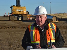 Ian Anderson, president and CEO of Trans Mountain Corp., speaks at the Trans Mountain Expansion Project on December 3, 2019.
