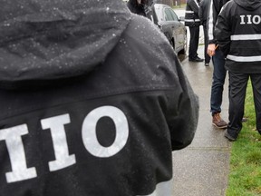 Feb 2016.  Newly sworn in IIO investigators at a mock scene next to and in Holland Park in Surrey.  New IIO investigators work alongside senior IIO investigators.  Handout / Independent Investigations Office of BC [PNG Merlin Archive]