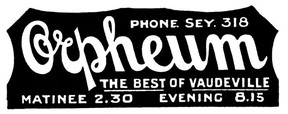 25. Oktober 1919 Logo für das Orpheum Theatre, aus einer Anzeige in der Vancouver World.