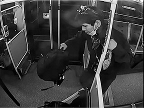 Police have released surveillance footage of a person of interest after a man boarded a TransLink bus and bear sprayed the driver.
