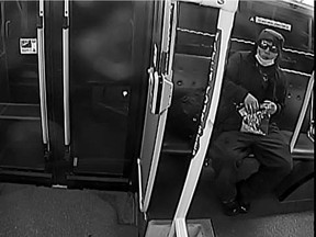 Police have released surveillance footage of a person, after a man boarded a TransLink bus and bear sprayed the driver on Feb. 20.