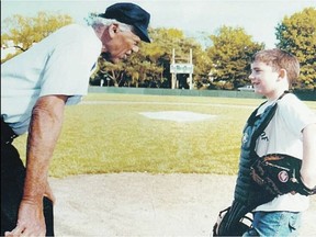 Legendary baseball umpire, city employee and baseball Hall of Famer Doug Hudlin at Jerry Hale Field.