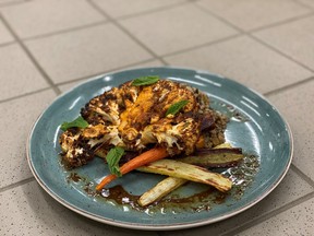 Cauliflower steak with Za’atar dressing from James Kennedy, the executive chef at R+D Kitchen By White Spot.