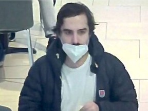 Vancouver police have released a photo of a man wanted in a series of robberies in Richmond and Vancouver since January 2022. The man is described as white man, 25- to 35-years-old, with short hair and either a moustache or full beard. He was wearing a black puffy jacket, a white T-shirt and dark pants.