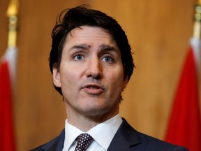 Prime Minister Justin Trudeau speaks at a press conference in Ottawa on March 22.