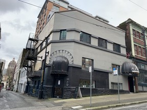 The former home of The Vancouver World newspaper at 424 Homer St. in Vancouver.  Underneath the renovations is an 1892 building, one of the oldest in Vancouver.