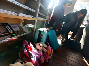 Luggage and toys of Ukrainian refugees who have nowhere to go and arrived by bus from Przemysl, are pictured at the International Youth Meeting Center, around two kilometres away from the former Nazi German Auschwitz-Birkenau death camp, where they are provided with temporary accommodation, in Oswiecim, Poland, March 13, 2022.