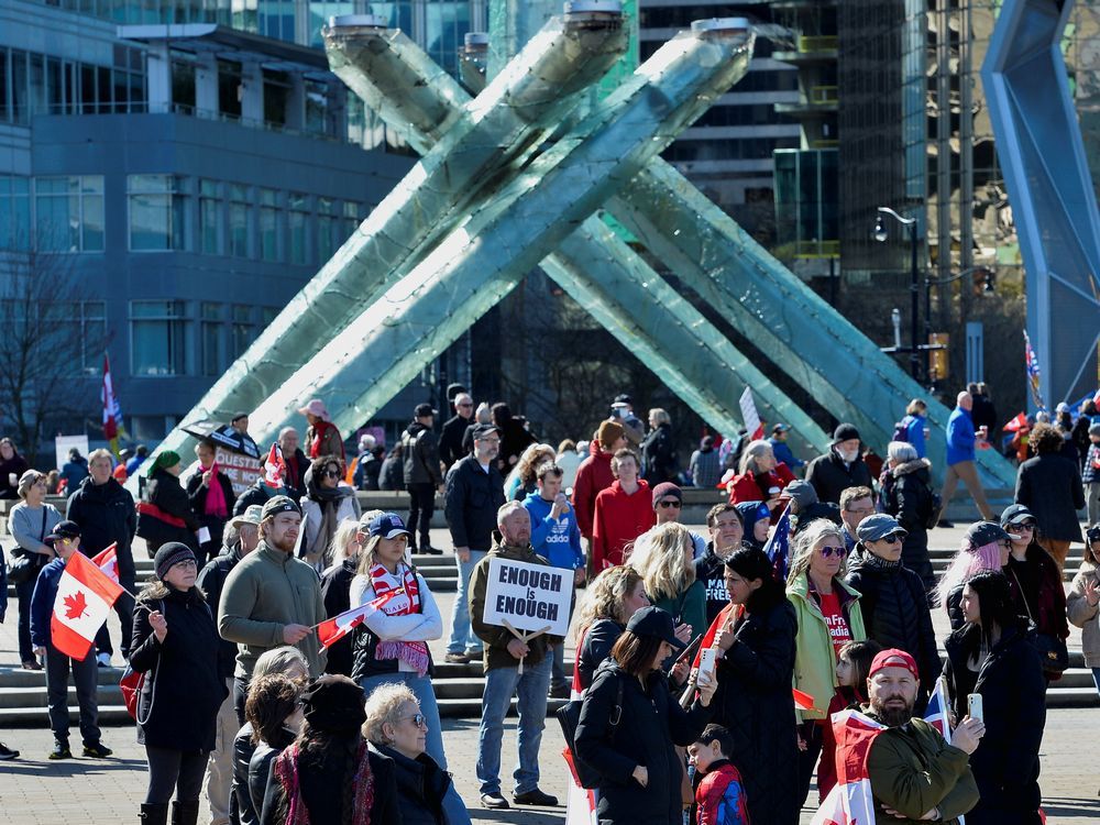 Photos: 'Freedom rally' closes some streets in downtown Vancouver ...