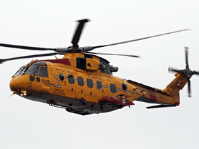 No survivors have been located after a Cessna float plane carrying two passengers and a pilot crashed near Strachan Bay, north of Port Hardy, on Wednesday. A file photo of a Cormorant helicopter.