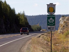 The Yellowhead, Highway 16, near Prince George, B.C., is pictured on October 8, 2012. The small British Columbia Cheslatta Carrier Nation has a decades-long anguished relationship with Highway 16, or the so-called Highway of Tears.Five people from the community of less than 350 near Burns Lake in central B.C. have disappeared along the route, including an entire family of four, says Chief Corrina Leween.
