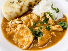 Indian coconut chicken curry: Very flavourful, has a good level of heat and is rich and smooth.