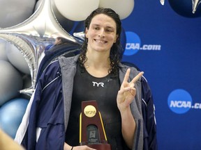 University of Pennsylvania swimmer Lia Thomas after her victory in the 500-yard freestyle at the NCAA Division I women’s championships in Atlanta on March 17.