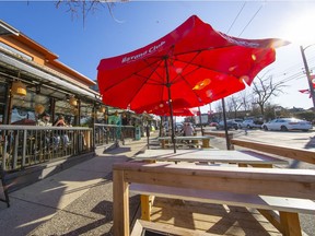 A patio outside a restaurant on Commercial Drive.