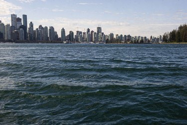 The Tsleil-Waututh Nation have commissioned reports documenting the erosion of the shoreline around Burrard Inlet, changes to sea life and industrial pollution since contact. Pictured is the city of Vancouver as seen from Burrard Inlet March 8, 2022.