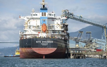 The Tsleil-Waututh Nation have commissioned reports documenting the erosion of the shoreline around Burrard Inlet, changes to sea life and industrial pollution since contact. Pictured is a cargo ship as seen from Burrard Inlet March 8, 2022.