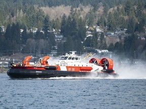 Canadian Coast Guard hovercraft on a training exercise in Burrard Inlet this week.