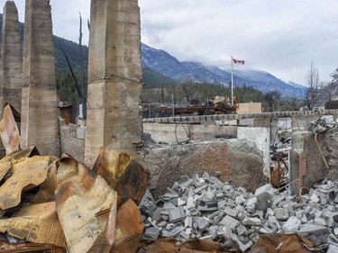 Lytton, BC: MARCH 18, 2022 -- Devastated buildings in Lytton, BC Friday, March 18, 2022. Nearly the entire town was destroyed by a forest fire which swept through June 30, 2022. Work to rebuild Lytton has only just begun, and is progressing slowly. 



(Photo by Jason Payne/ PNG)

(For story by reporter) ORG XMIT: lytton [PNG Merlin Archive]