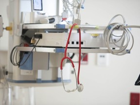 A stethescope at Surrey Memorial Hospital Friday, June 4, 2021. The hospital's ICU unit has treated between 40 and 50 per-cent of all Covid-19 intensive care cases in B.C. since the beginning of the pandemic.


(Photo by Jason Payne/ PNG)

(For story by Lori Culbert) ORG XMIT: icu [PNG Merlin Archive]