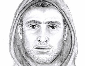 Handout sketch of a man police want to identify after multiple indecent acts outside a Surrey high school.