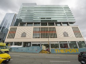 The former Canada Post building at 349 W Georgia in Vancouver is being redeveloped as a mixed-use building.
