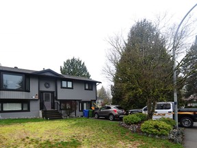 Abbotsford police on scene at a house at 3513 Latimer St. and Ivy Court in Abbotsford, B.C., on March 22, 2022. A 41-year-old male is dead from a gunshot wound.