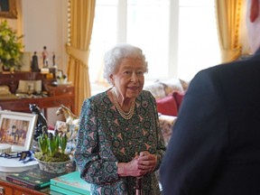 Britain's Queen Elizabeth II speaks at Windsor Castle earlier this year.