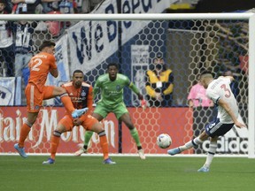 The Vancouver Whitecaps haven't had many good goal-scoring chances this season, with this dipping near-miss from wingback Cristian Gutierrez against New York City FC one of their best.