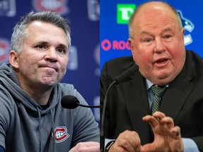 ‘It’s a breath of fresh air as a former player who probably understands them more,’ Canucks head coach Bruce Boudreau (right) says of Canadiens bench boss Martin St. Louis (left) who, like Boudreau, joined a team that was in free-fall earlier this season.