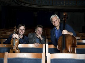 The world-renowned Vienna Piano Trio (Wiener Klaviertrio) consists of (left to right) David McCarroll on violin, founder Stefan Mendel (pianist) and cellist Clemens Hagen.